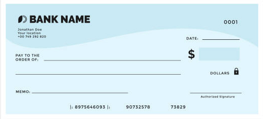 Blank template of the bank check isolated. Check, Cheque template. Vector stock